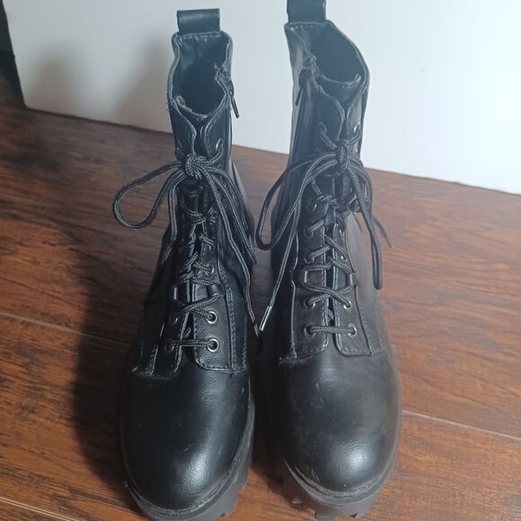 Womens Y2K Combat Boots Size 10 Black Chunky Goth Grunge EDM Platform 90s - Picture 2 of 7